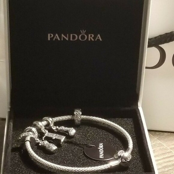 Authentic Pandora Sterling Silver GLAMOROUS NIGHTS COMPLETE BRACELET SET- 7.5" - Picture 1 of 12